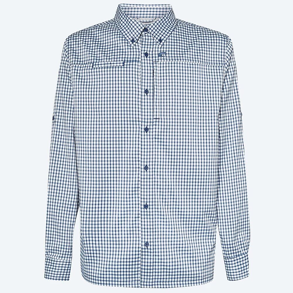 Costa Angler Tech Button Down Plaid Navy - Men's Small